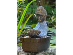 Dobar Zimmerbrunnen Buddha Lotusblüte in Steinoptik mit Deko-Steinen