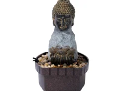 Dobar Zimmerbrunnen Buddha Lotusblüte in Steinoptik mit Deko-Steinen