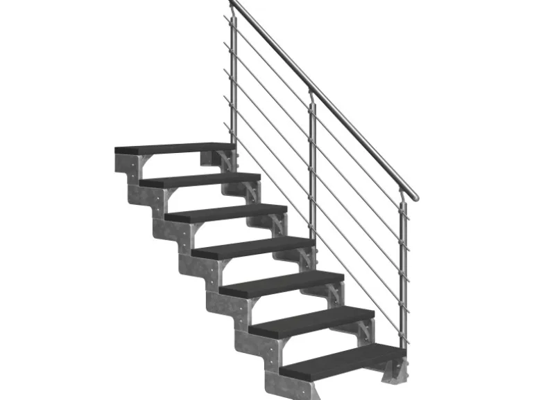 DOLLE Außentreppe Gardentop 7 TRIMAX-Stufen 80 cm Anthrazit + Geländer