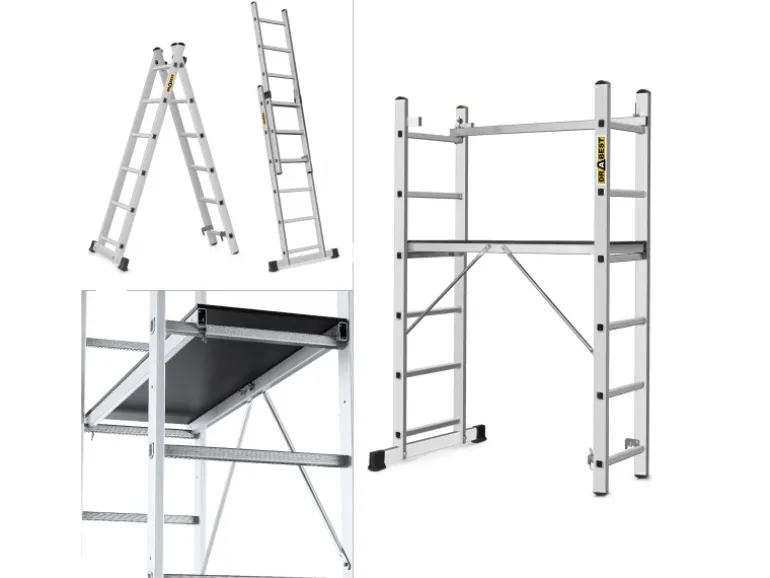 Drabest Arbeitsgerüst 3-in-1 Aluminiumleiter Traglast 150kg