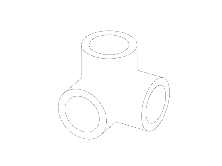 Dreiweg-Eckstück 90° Schwarz matt für Stahlrohr Ø 2,7 cm