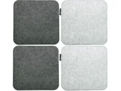 DuneDesign 4 Eckige Sitzkissen aus Filz 35 x 35 cm in Grau und Hellgrau