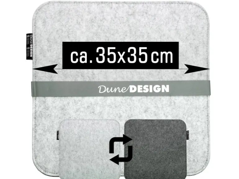 DuneDesign 4 Eckige Sitzkissen aus Filz 35 x 35 cm in Grau und Hellgrau