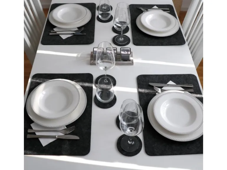 DuneDesign 4 Extradicke Tischsets aus Filz 43 x 30 x 0.5 cm Grau