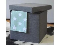 DuneDesign Faltbarer Sitzwürfel 38 x 38 x 38 cm mit Stauraum Dunkelgrau