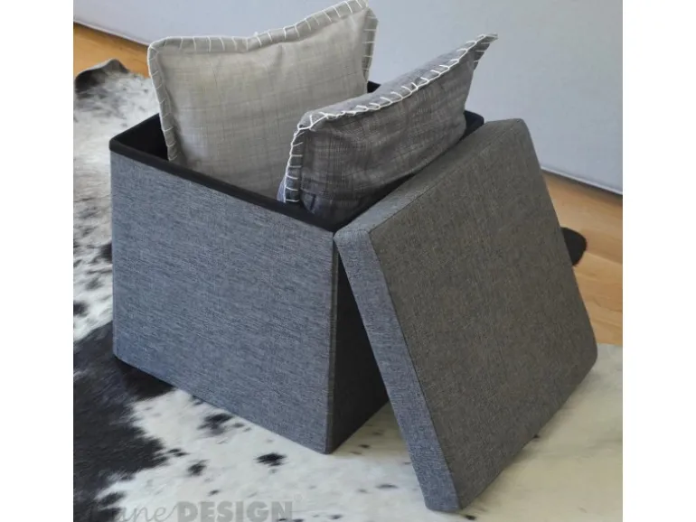 DuneDesign Faltbarer Sitzwürfel 38 x 38 x 38 cm mit Stauraum Dunkelgrau