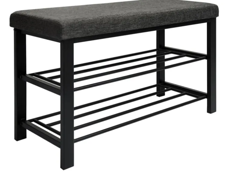 DuneDesign Offener Schuhschrank aus Metall 81 x 32 x 46 cm Grau