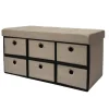DuneDesign Sitzbank mit 80L Sitztruhe und 6 Schubladen 76 x 38 x 38 cm Beige