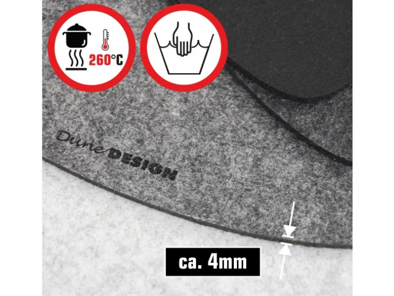 DuneDesign Tischset für 4 Personen Flusskiesel-Design Hellgrau
