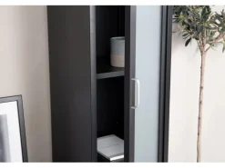ebuy24 Acero Vitrinenschrank 1 Tür 4 Ablagen Schwarz