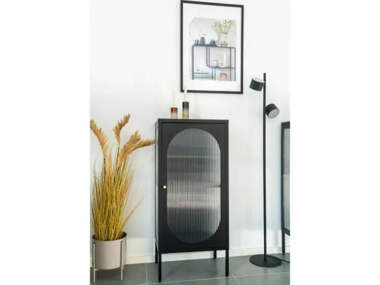 ebuy24 Adelaide Vitrinenschrank 1 Glastür Schwarz