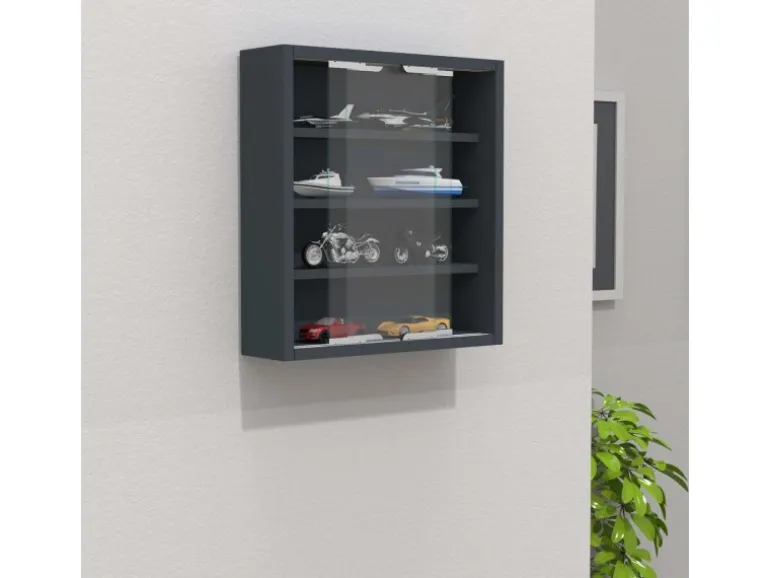 ebuy24 AgisaS Glasvitrinen Wandhängend 2 Schiebetüren Anthrazit
