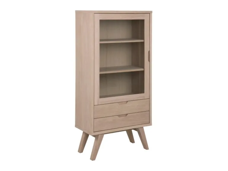 ebuy24 Align Vitrinenschrank Höhe 145 cm 1 Glastür 2 Schubladen Eiche