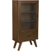 ebuy24 A-Line Vitrinenschrank 1 Tür 2 Schubladen 2 Regale Grau