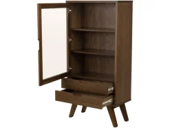 ebuy24 A-Line Vitrinenschrank 1 Tür 2 Schubladen 2 Regale Grau