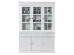 ebuy24 Amaretta 3-Türige Vitrinenschrank Antik Weiß Antik Patinert