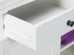 ebuy24 Amaretta 3-Türige Vitrinenschrank Antik Weiß Antik Patinert