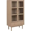 ebuy24 Aston Vitrinenschrank mit 2 Glastüren und 1 Schublade Weiß Geölt EichenDekor