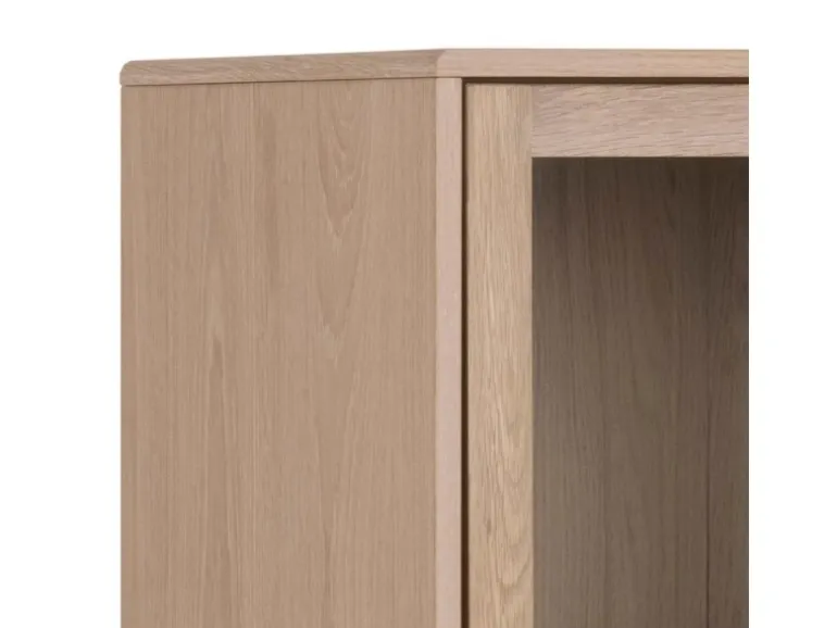 ebuy24 Aston Vitrinenschrank mit 2 Glastüren und 1 Schublade Weiß Geölt EichenDekor