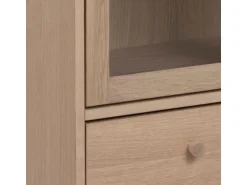 ebuy24 Aston Vitrinenschrank mit 2 Glastüren und 1 Schublade Weiß Geölt EichenDekor