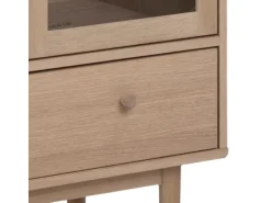 ebuy24 Aston Vitrinenschrank mit 2 Glastüren und 1 Schublade Weiß Geölt EichenDekor