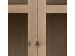 ebuy24 Aston Vitrinenschrank mit 2 Glastüren und 1 Schublade Weiß Geölt EichenDekor