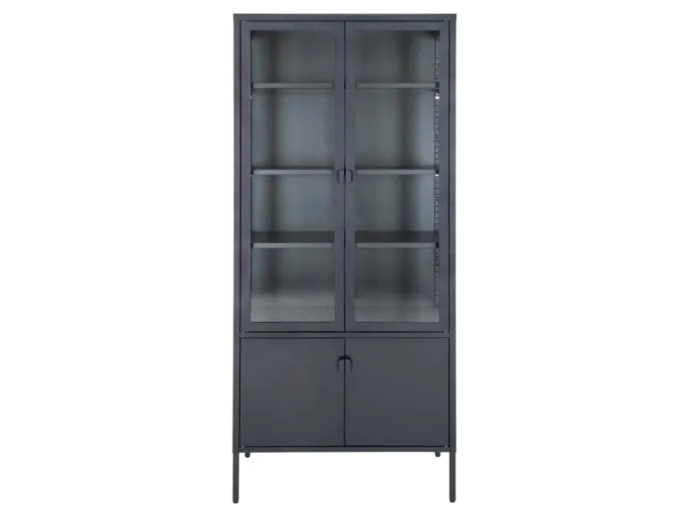 ebuy24 Brisbane Vitrinenschrank 4 Türen Schwarz