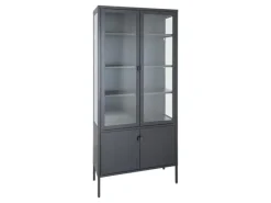 ebuy24 Brisbane Vitrinenschrank 4 Türen Schwarz