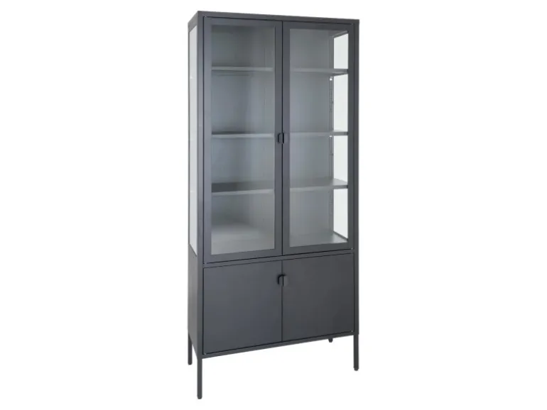 ebuy24 Brisbane Vitrinenschrank 4 Türen Schwarz