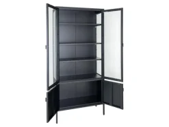 ebuy24 Brisbane Vitrinenschrank 4 Türen Schwarz