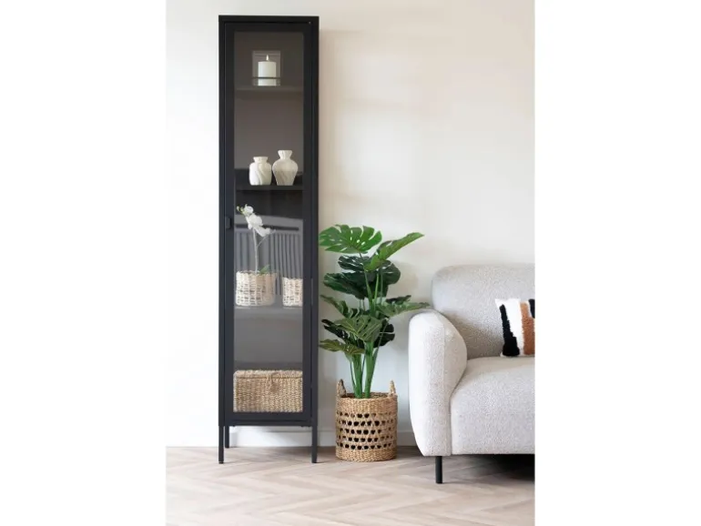 ebuy24 Brisbane Vitrinenschrank 1 Glas Tür Schwarz