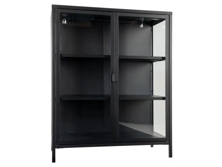 ebuy24 Brisbane Vitrinenschrank Höhe 1015 cm Schwarz