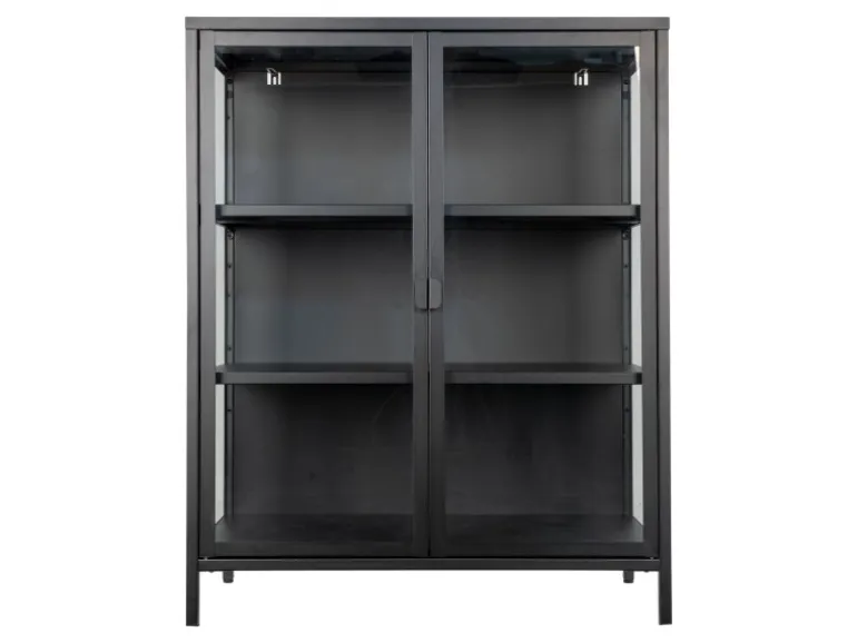 ebuy24 Brisbane Vitrinenschrank Höhe 1015 cm Schwarz