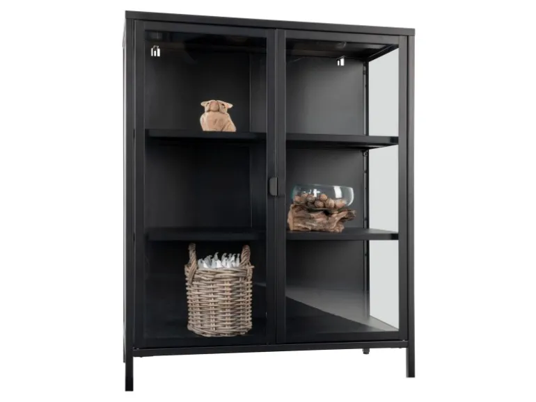 ebuy24 Brisbane Vitrinenschrank Höhe 1015 cm Schwarz