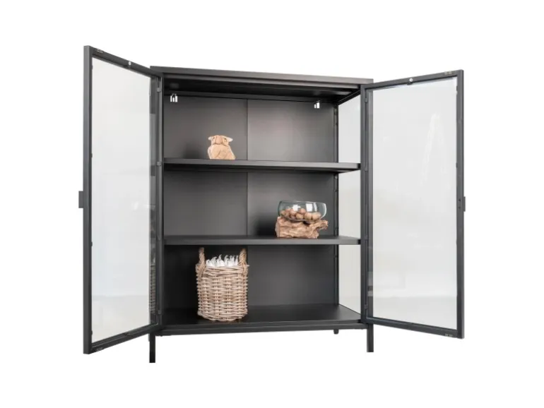 ebuy24 Brisbane Vitrinenschrank Höhe 1015 cm Schwarz