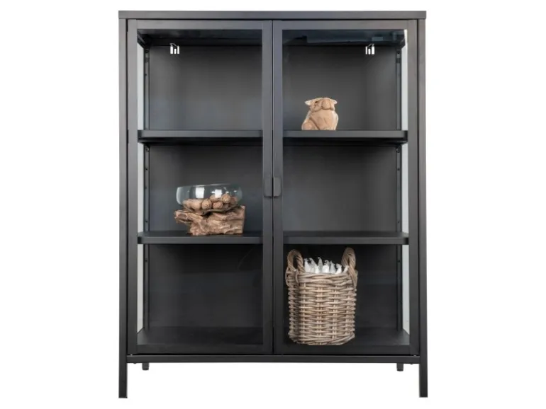 ebuy24 Brisbane Vitrinenschrank Höhe 1015 cm Schwarz