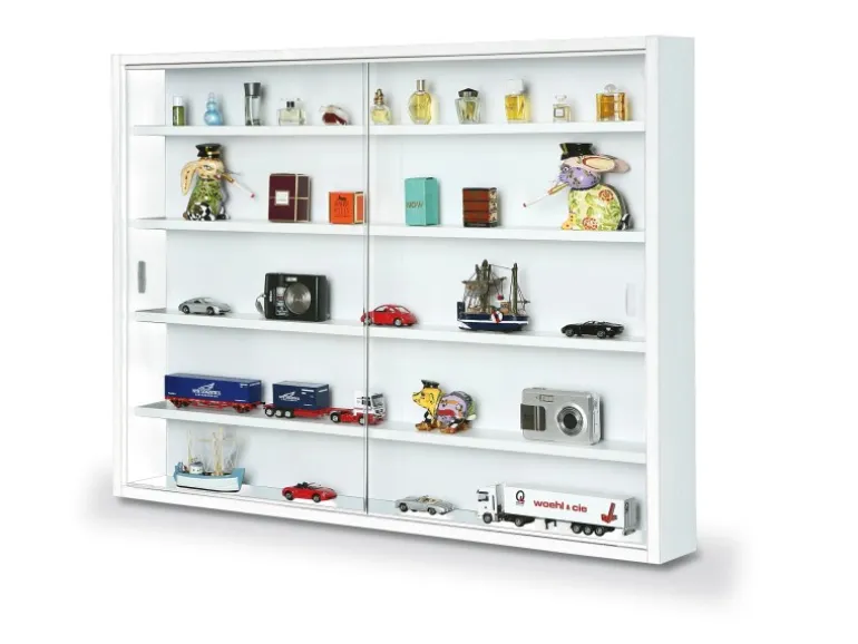 ebuy24 Comit Vitrinenschrank Wandhängend 2 Glastüren Weiss