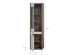 ebuy24 Falcona Vitrinenschrank 2 Türen inkl LED Beleuchtung Hellgrau
