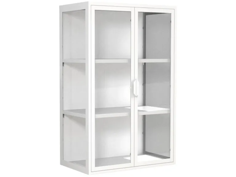 ebuy24 FlokasVL Vitrinenschrank Wandhängend 2 Türen Weiß