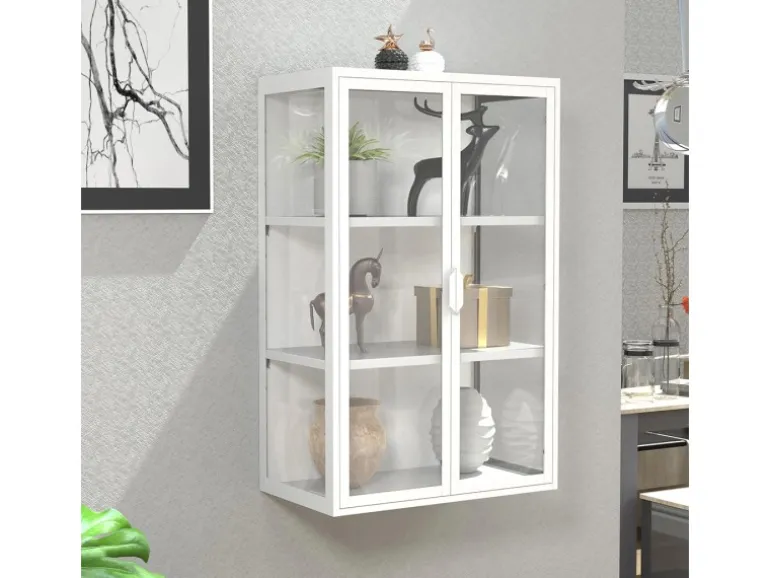 ebuy24 FlokasVL Vitrinenschrank Wandhängend 2 Türen Weiß