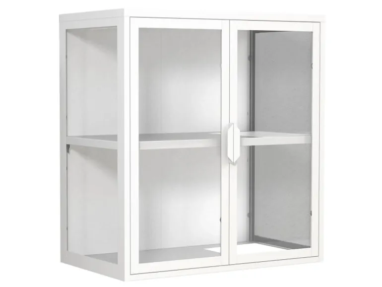 ebuy24 FlokasVS Vitrinenschrank Wandhängend 2 Türen Weiß