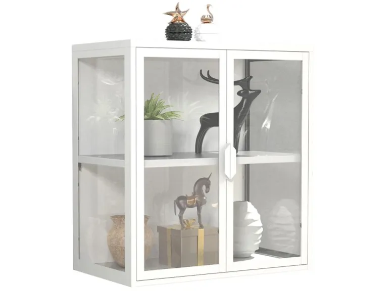 ebuy24 FlokasVS Vitrinenschrank Wandhängend 2 Türen Weiß