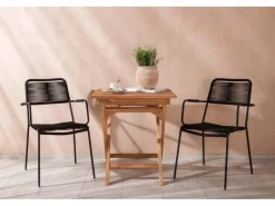 ebuy24 Ghana Gartenset Tisch 2 Stühle Natur Schwarz