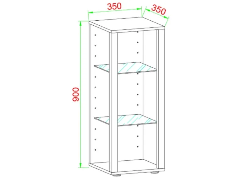 ebuy24 GlasolM Vitrinenschrank 3 Ablagen Weiß