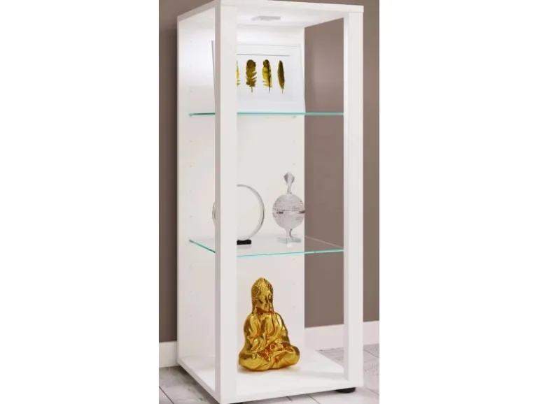 ebuy24 GlasolM Vitrinenschrank 3 Ablagen Weiß