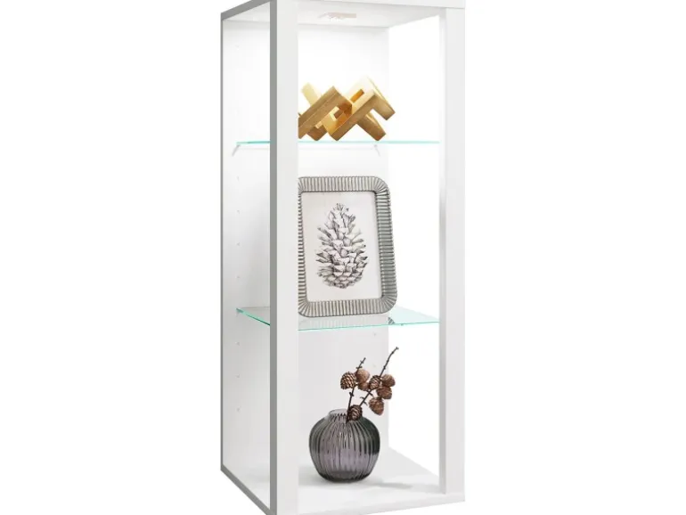 ebuy24 GlasolMW Vitrinenschrank Wandhängend Weiß