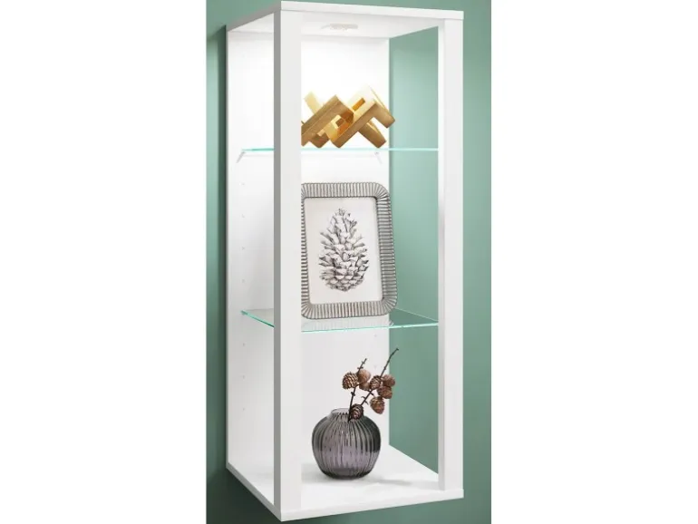 ebuy24 GlasolMW Vitrinenschrank Wandhängend Weiß