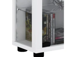 ebuy24 Lumo Maxi Vitrinenschrank 2 Glastüren Glasvitrinen mit LED-Leuchten Weiß