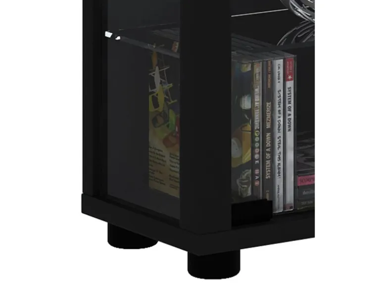 ebuy24 Lumo Maxi Vitrinenschrank mit LED-Licht 8 Glasböden Schwarz