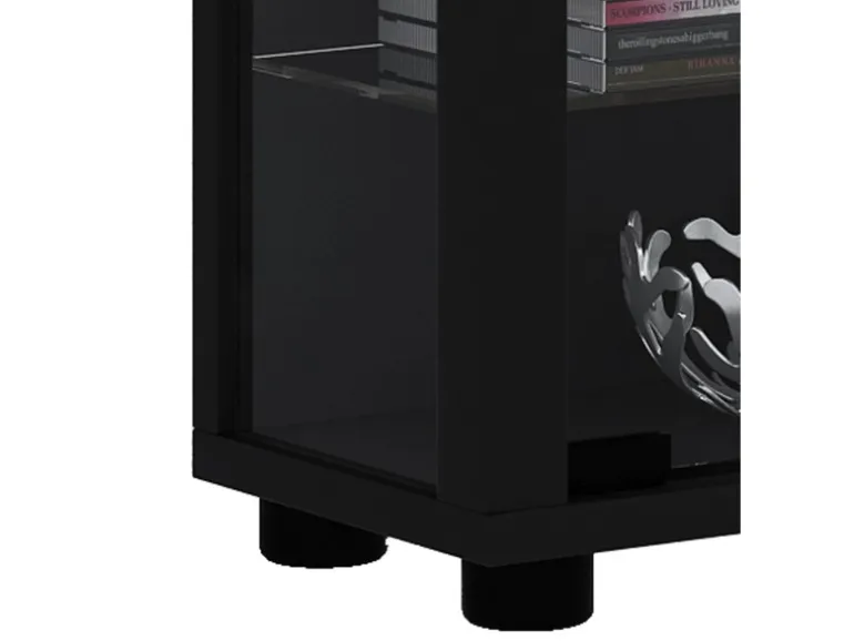 ebuy24 Lumo Mini Vitrinenschrank mit LED-Licht 8 Glasböden Schwarz